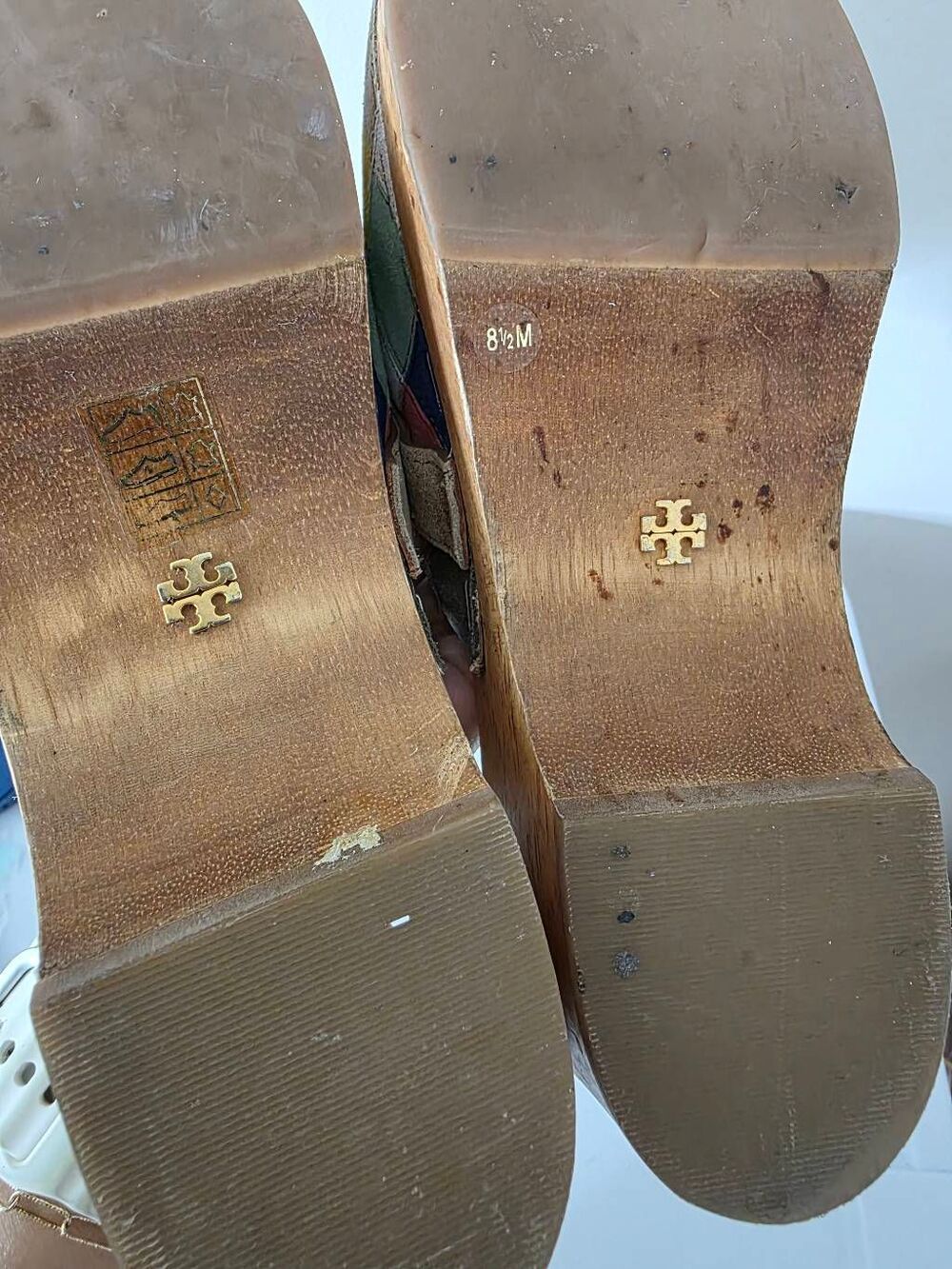 Tory Burch Suede Colorblock Pattern Mules 8.5 $300 - Picture 8 of 12